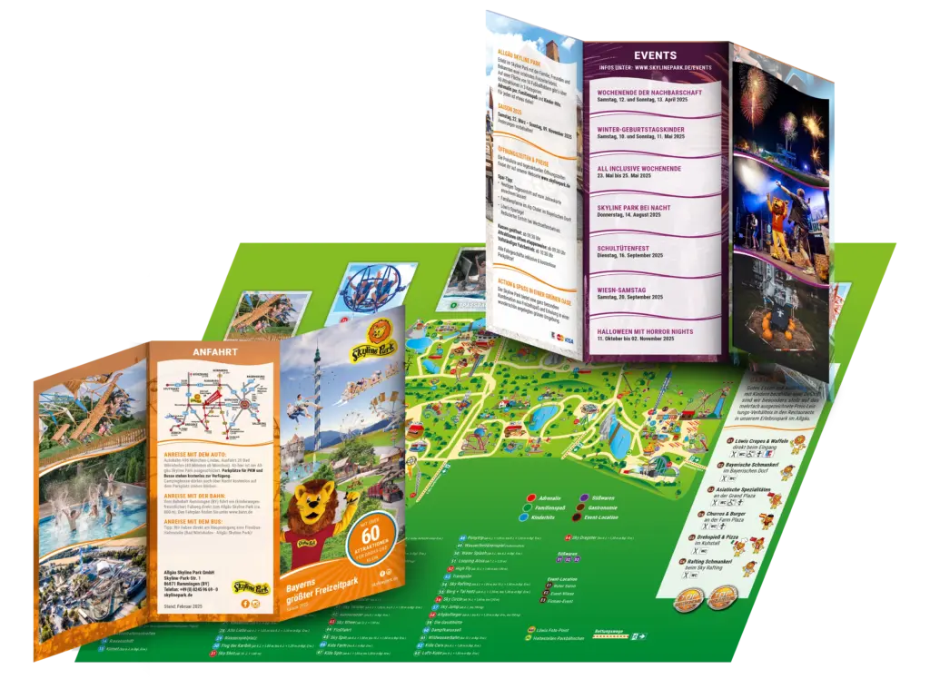 Skylinepark Freizeitpark Bayern Flyer Übersicht Kinder
