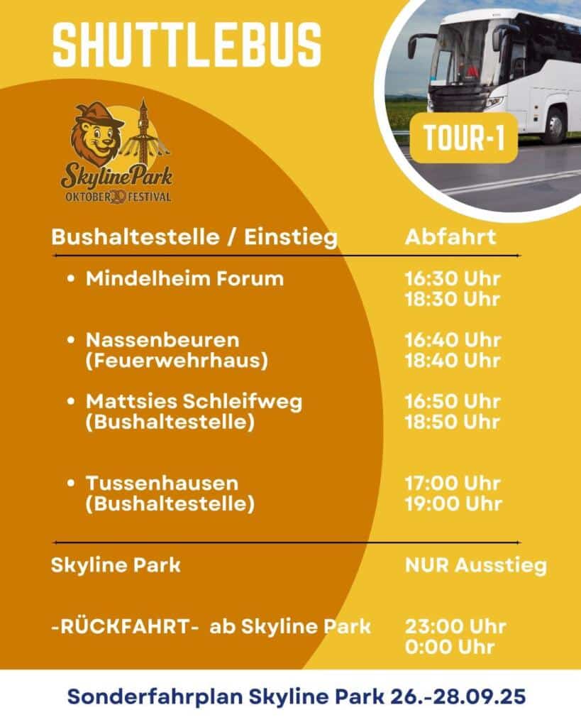 Busfahrplan Skylinepark Oktoberfestival