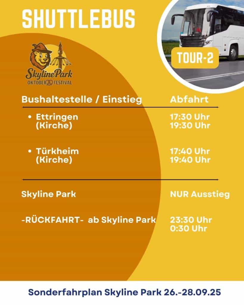 Busfahrplan Skylinepark Oktoberfestival