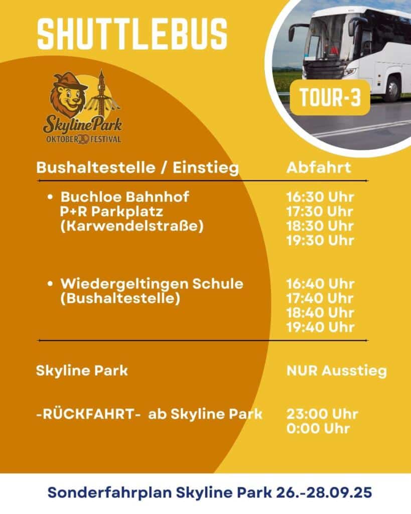 Busfahrplan Skylinepark Oktoberfestival