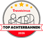 Logo für die Top Achterbahnen 2026 von Travelcircus.