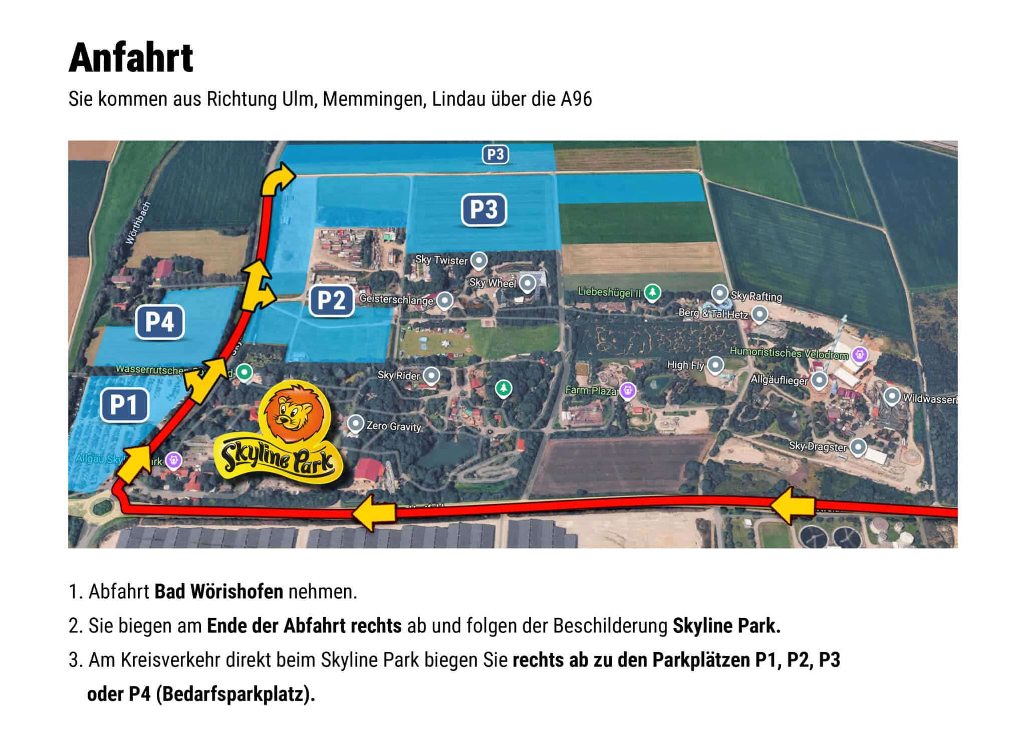 Anfahrtsbeschreibung A96 Ulm Memmingen