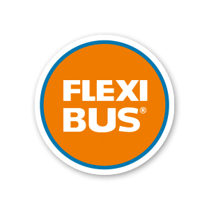 Symbol eines Autos in weißer Farbe auf einem orangefarbenen Hintergrund mit blauer Umrandung.
